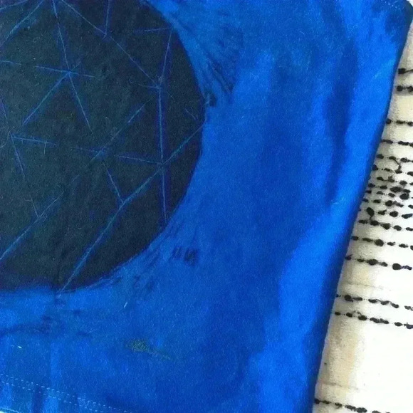 Ardene Blue Geometric  Triangle Handmade Ink Art to Wear Print Tank Top Small - Picture 3 of 10